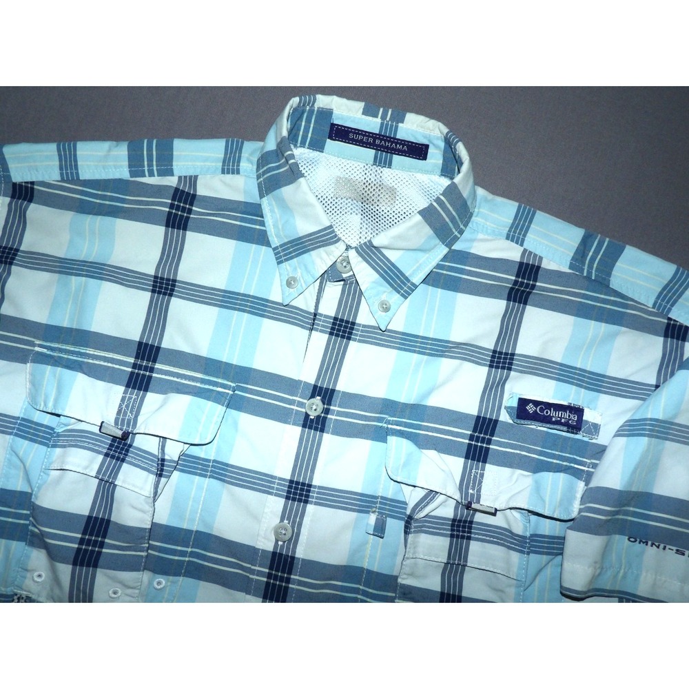 Columbia PFG Super Bahama Vented Short Sleeved Plaid Button Up Shirt Men's XL